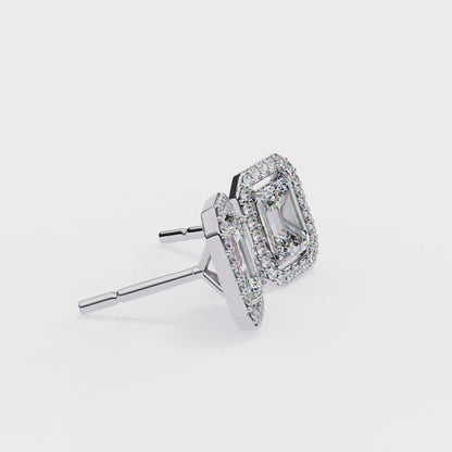 18K White Gold Lab Grown Diamond Halo Earrings 1.70 ctw DAE-147