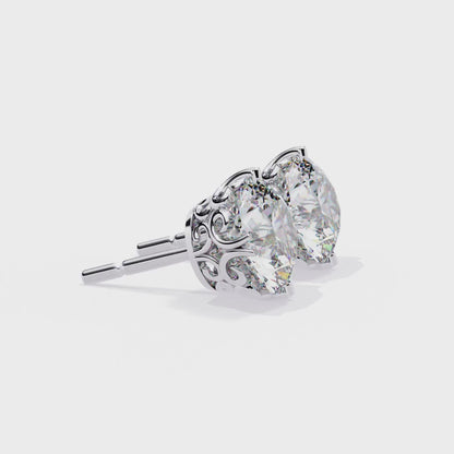 18K White Gold Lab Grown Diamond Solitaire Stud Earrings 2.50 ctw DAE-133