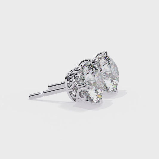 18K White Gold Lab Grown Diamond Solitaire Stud Earrings 2.50 ctw DAE-133
