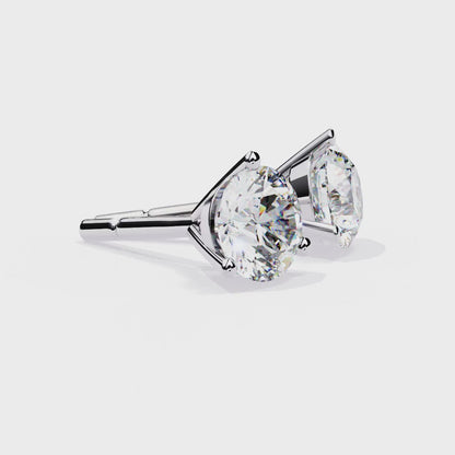 14K White Gold Lab Grown Diamond Solitaire Stud Earrings 2.50 ctw DAE-125