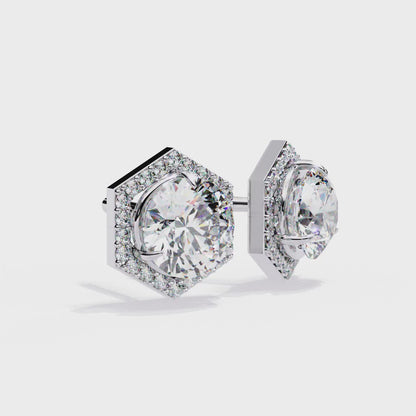 18K White Gold Lab Grown Diamond Halo Earrings 2.10 ctw DAE-140