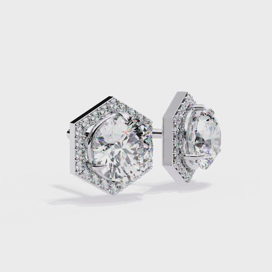 18K White Gold Lab Grown Diamond Halo Earrings 2.10 ctw DAE-140