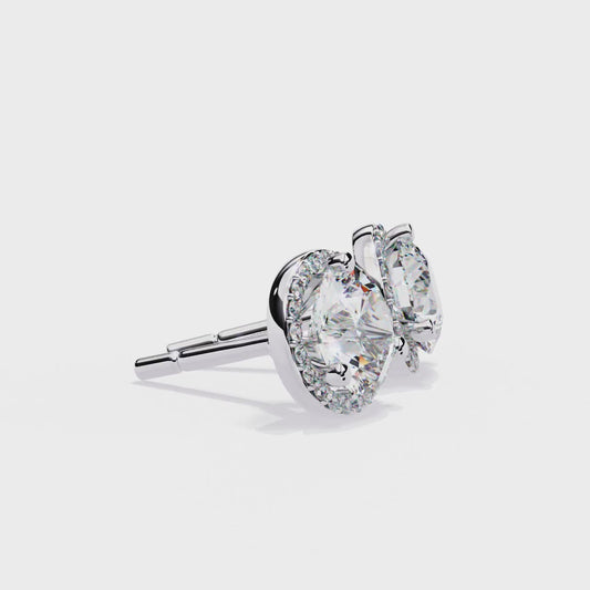 18K White Gold Lab Grown Diamond Halo Earrings 1.95 ctw DAE-141