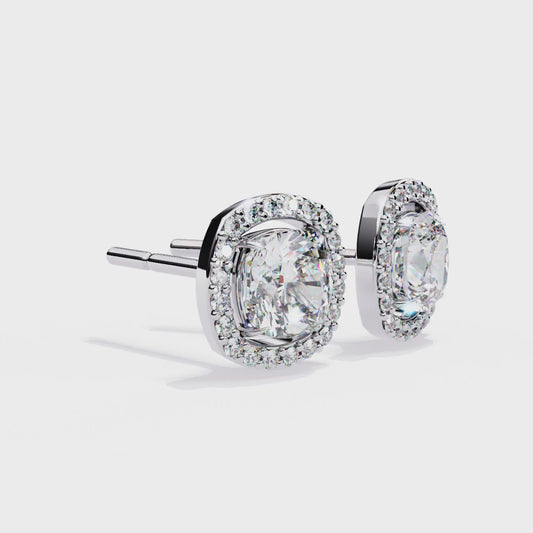 18K White Gold Lab Grown Diamond Halo Earrings 1.92 ctw DAE-146