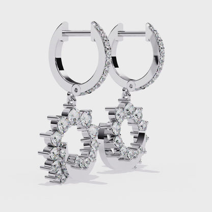 10K White Gold Lab Grown Diamond Hoop Drop Earrings 1.00 ctw DAE-151