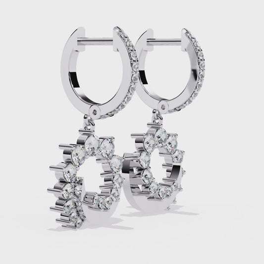 18K White Gold Lab Grown Diamond Hoop Drop Earrings 1.00 ctw DAE-151