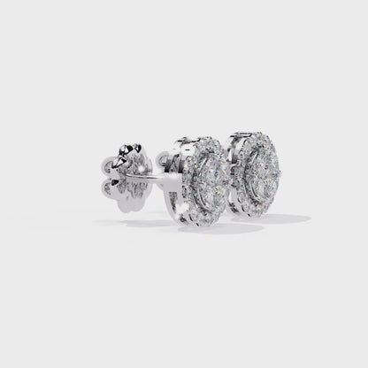 10K White Gold Lab Grown Diamond Halo Earrings 1.50 ctw DAE-149