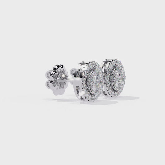 18K White Gold Lab Grown Diamond Halo Earrings 1.50 ctw DAE-149