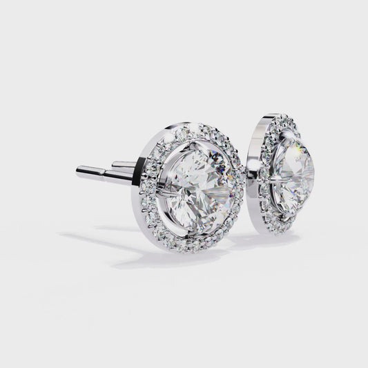 18K White Gold Lab Grown Diamond Halo Earrings 1.84 ctw DAE-142