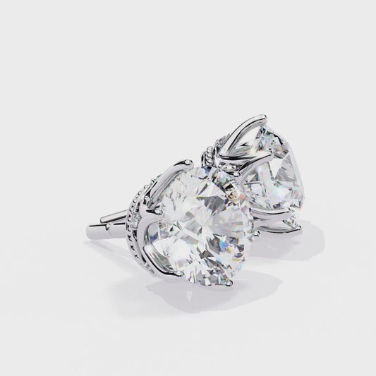 18K White Gold Lab Grown Diamond Halo Earrings 2.60 ctw DAE-139