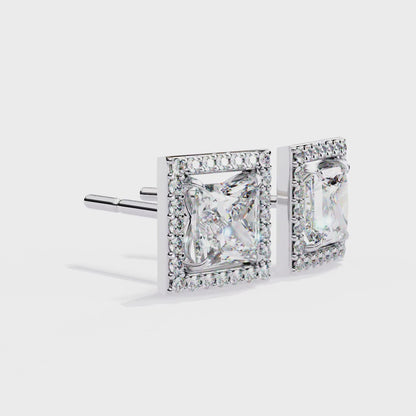 10K White Gold Lab Grown Diamond Halo Earrings 1.68 ctw DAE-143