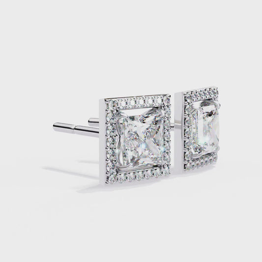 18K White Gold Lab Grown Diamond Halo Earrings 1.68 ctw DAE-143