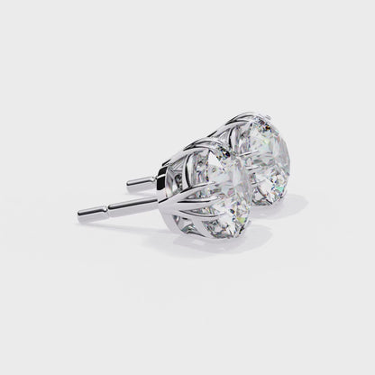 14K White Gold Lab Grown Diamond Solitaire Stud Earrings 2.80 ctw DAE-123