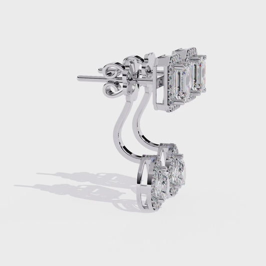 18K White Gold Lab Grown Diamond Halo Earrings 2.12 ctw DAE-166