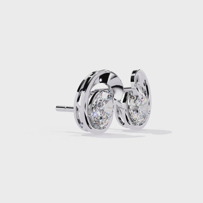 14K White Gold Lab Grown Diamond Solitaire Stud Earrings 1.30 ctw DAE-138