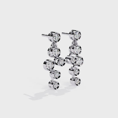 18K White Gold Lab Grown Diamond Cluster Drop Earrings 0.39 ctw DAE-169