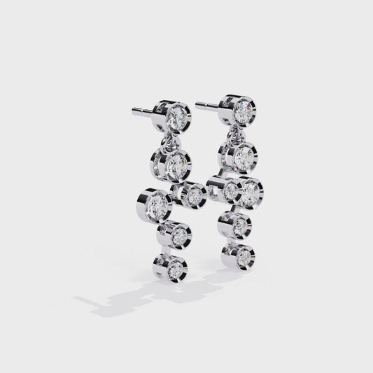 18K White Gold Lab Grown Diamond Cluster Drop Earrings 0.39 ctw DAE-169