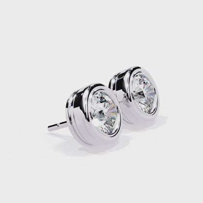 18K White Gold Lab Grown Diamond Solitaire Stud Earrings 2.50 ctw DAE-134