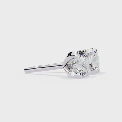 18K White Gold Lab Grown Diamond Solitaire Stud Earrings 2.50 ctw DAE-135