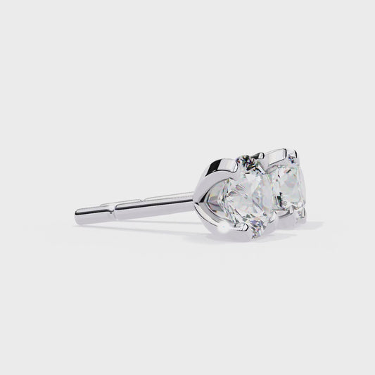 18K White Gold Lab Grown Diamond Solitaire Stud Earrings 2.50 ctw DAE-135